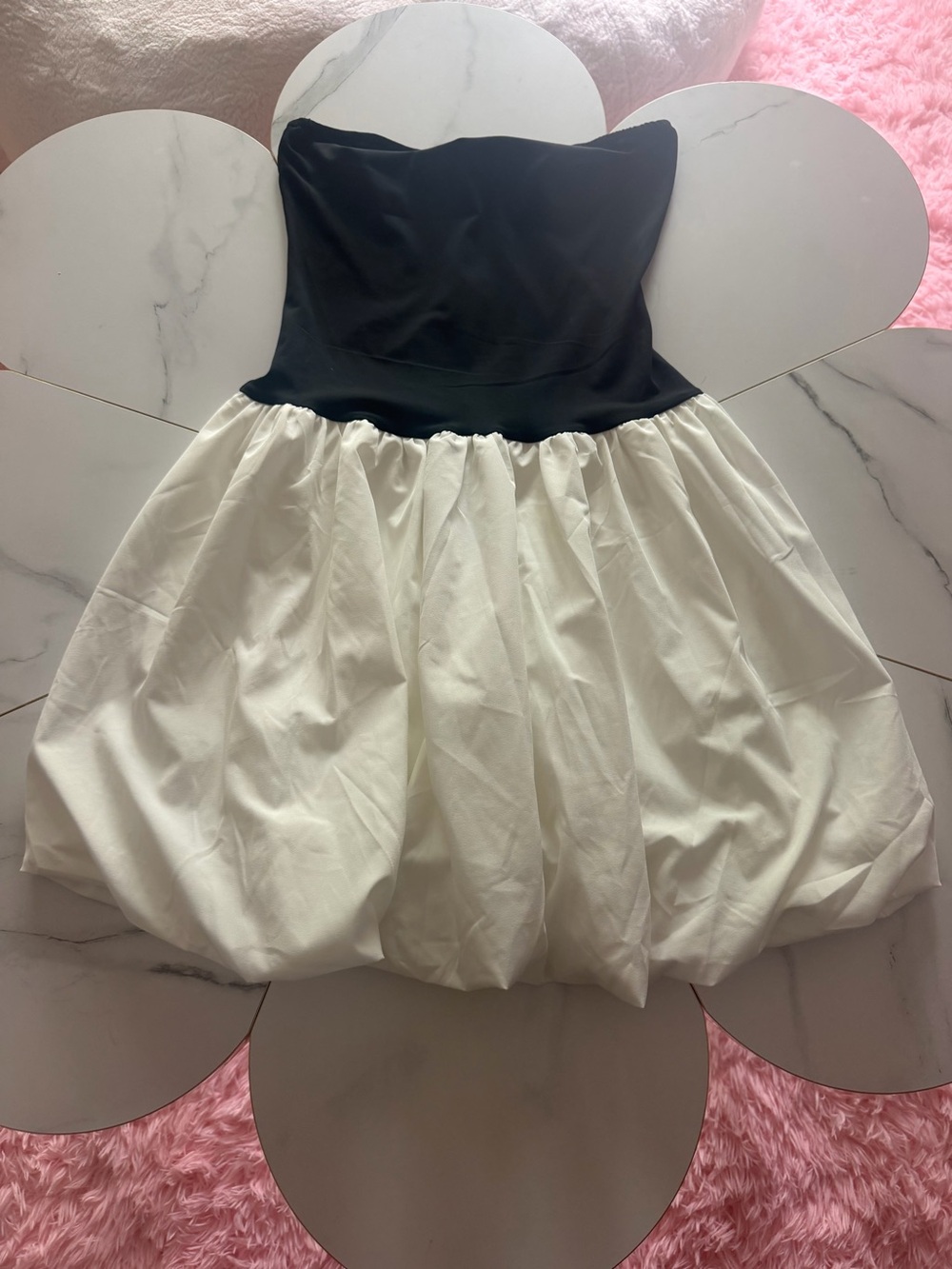 Strapless Black & White Bubble Dress